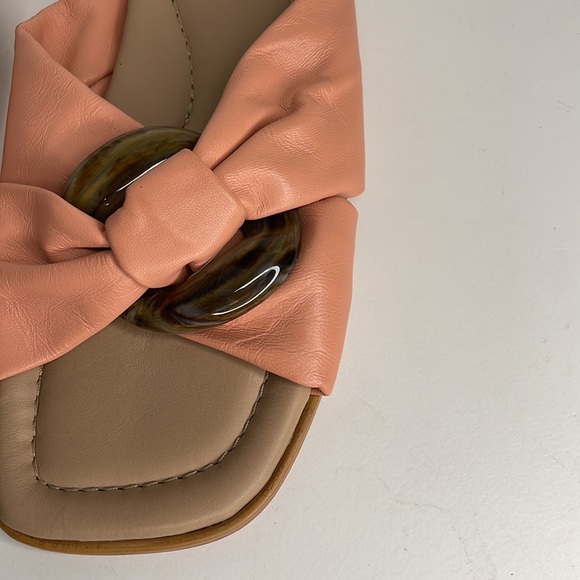 PINK LEATHER SLIDE SANDAL by AN HOUR A SHOWER - NEW NEVER WORN - Picture 2 of 4